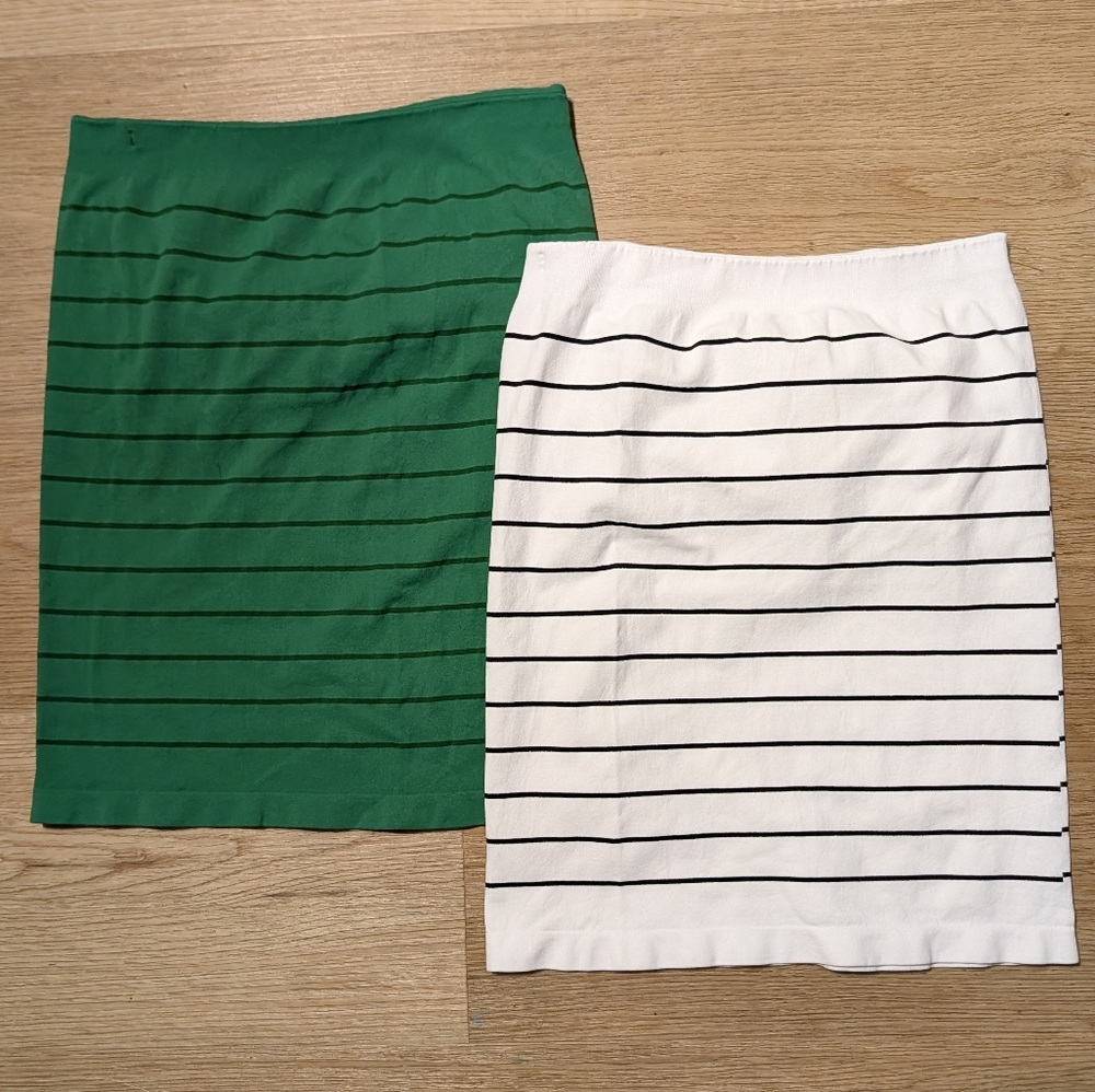 Free People Intimately Carrie Stripe Tube Tops (2) White w/ Black, Green w/ Blue - Picture 4 of 9
